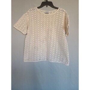 Vintage 90s top long sleeve open work Beige Top/cover up 1990s David Wayne